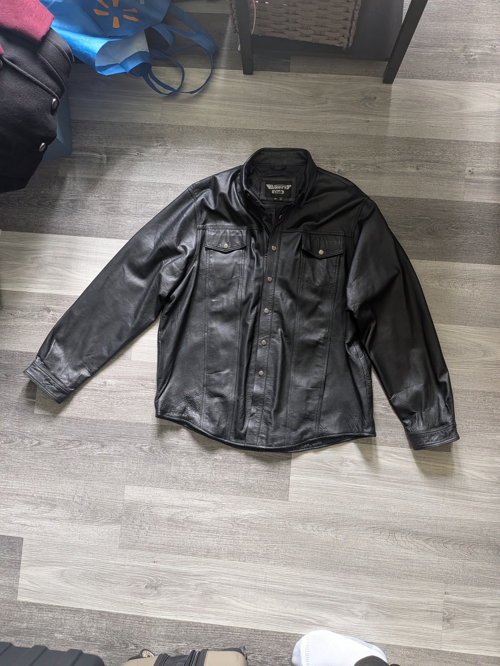 Biker’s Club Black Leather Shirt Jacket